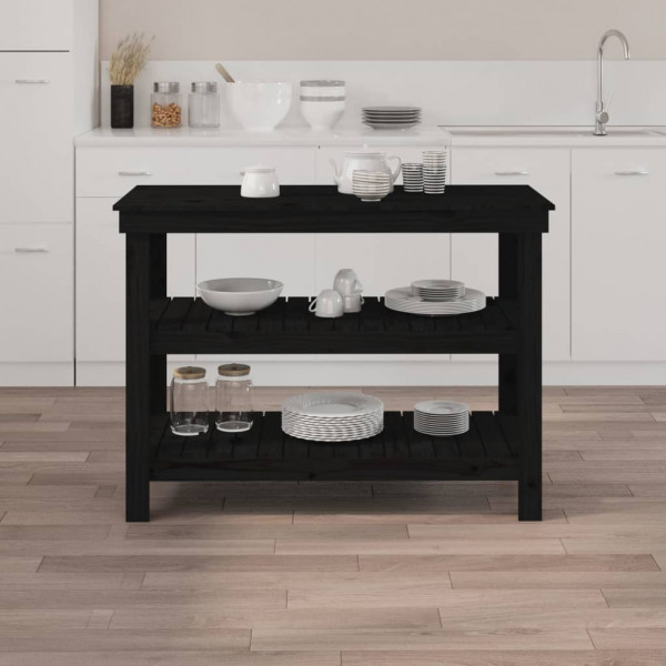 Bancada de trabalho 110.5x50x80 cm pinho maciço preto M 3
