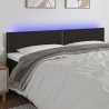 Cabeceira de cama c/ luzes LED tecido 160x5x78/88 cm preto 1
