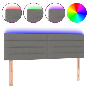 Cabecero con LED de tela gris oscuro 144x5x78/88 cm H