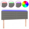 Cabeceira de cama c/luzes LED tecido 144x5x78/88cm cinza-escuro 2