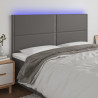 Cabeceira cama c/ LED 200x5x118/88cm couro artificial cinzento 1