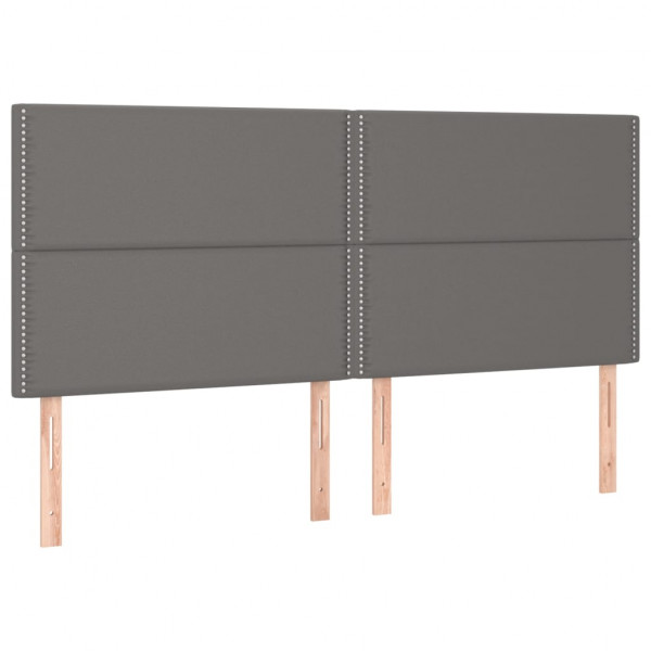 Cabecero con luces LED cuero sintético gris 200x5x118/128 cm M 4