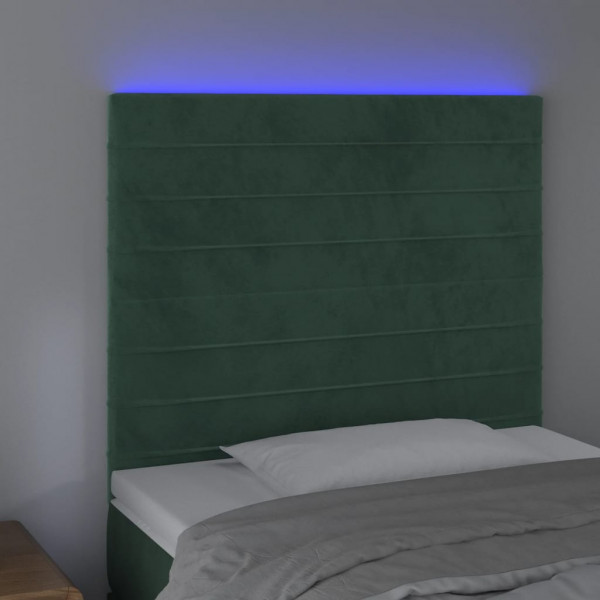 Cabecero con luces LED terciopelo verde oscuro 100x5x118/128 cm M 3
