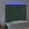Cabeceira de cama c/ LED veludo 100x5x118/128 cm verde-escuro 3