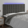 Cabeceira de cama c/ LED veludo 160x5x118/128 cm cinza-escuro 1
