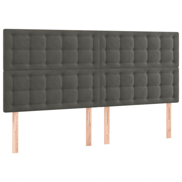 Cabeceira de cama c/ LED veludo 160x5x118/128 cm cinza-escuro M 4