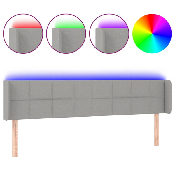 Cabecero con LED de tela gris claro 163x16x78/88 cm M 2