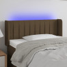 Cabeceira de cama c/ luzes LED tecido 103x16x78/88 cm castanho 1