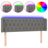Cabeceira cama c/ luzes LED tecido 147x16x78/88cm cinza-escuro 2
