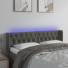 Cabeceira cama c/ luzes LED veludo 163x16x78/88cm cinza-escuro 1