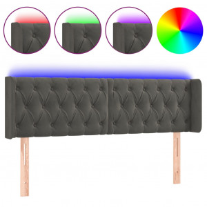 Cabecero con LED de terciopelo gris oscuro 163x16x78/88 cm H