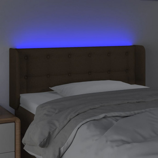 Cabecero con LED de tela marrón oscuro 103x16x78/88 cm M 4