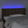 Cabeceira de cama c/ luzes LED tecido 103x16x78/88 cm castanho 4
