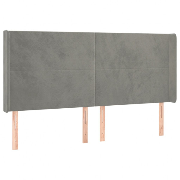 Cabecero con LED de terciopelo gris claro 163x16x118/128 cm M 3