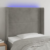 Cabeceira cama c/ luzes LED veludo 103x16x118/128cm cinza-claro 1