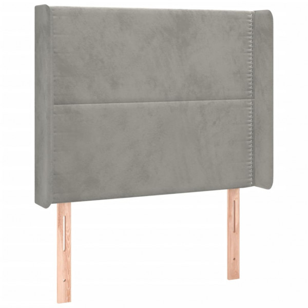 Cabeceira cama c/ luzes LED veludo 103x16x118/128cm cinza-claro M 3