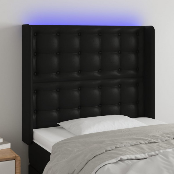 Cabecero con LED cuero sintético negro 83x16x118/128 cm D