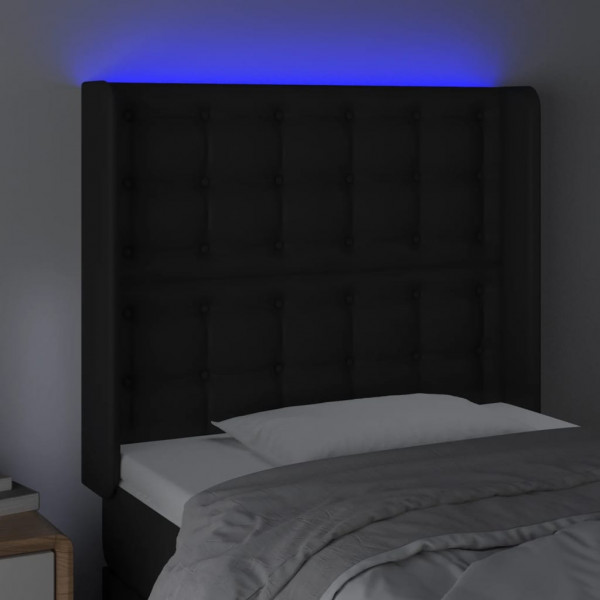 Cabecero con LED cuero sintético negro 83x16x118/128 cm M 4