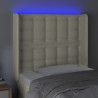 Cabeceira de cama c/ LED 83x16x118/128cm couro artificial crème 4