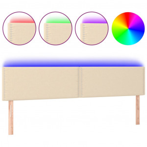 Cabecero con LED de tela color crema 200x5x78/88 cm H