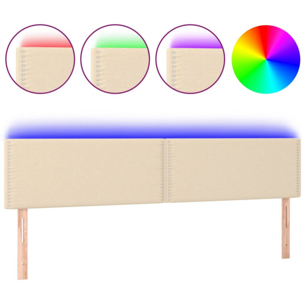 Cabecero con LED de tela color crema 200x5x78/88 cm M 2