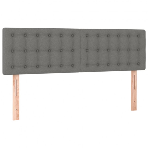 Cabeceira de cama c/luzes LED tecido 144x5x78/88cm cinza-escuro M 4