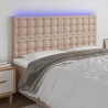 Cabeceira cama c/ LED couro artif. 200x5x118/128 cm cappuccino 1