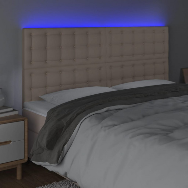 Cabecero luces LED cuero sintético capuchino 200x5x118/128cm M 3