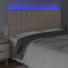 Cabecero luces LED cuero sintético capuchino 200x5x118/128cm 3