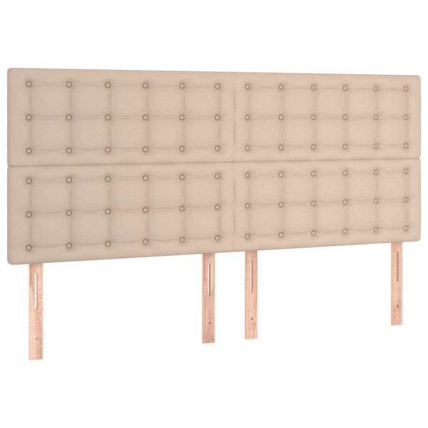 Cabeceira cama c/ LED couro artif. 200x5x118/128 cm cappuccino M 4