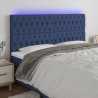 Cabecero con luces LED tela azul 200x7x118/128 cm 1