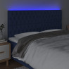 Cabeceira de cama c/ luzes LED tecido 200x7x118/128 cm azul 3