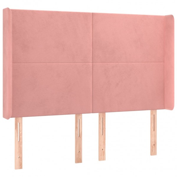 Cabecero con LED de terciopelo rosa 147x16x118/128 cm M 3