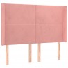 Cabeceira de cama c/ luzes LED veludo 147x16x118/128 cm rosa 3