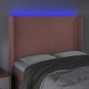 Cabeceira de cama c/ luzes LED veludo 147x16x118/128 cm rosa 4