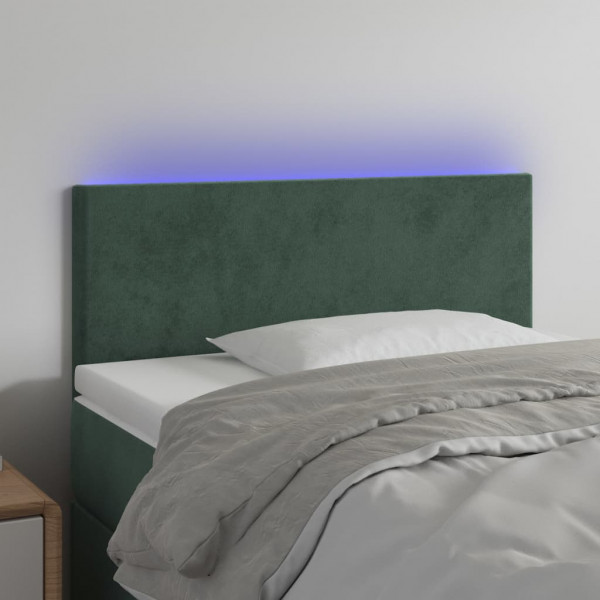 Cabecero con LED de terciopelo verde oscuro 100x5x78/88 cm D