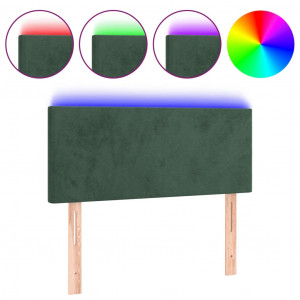Cabecero con LED de terciopelo verde oscuro 100x5x78/88 cm H