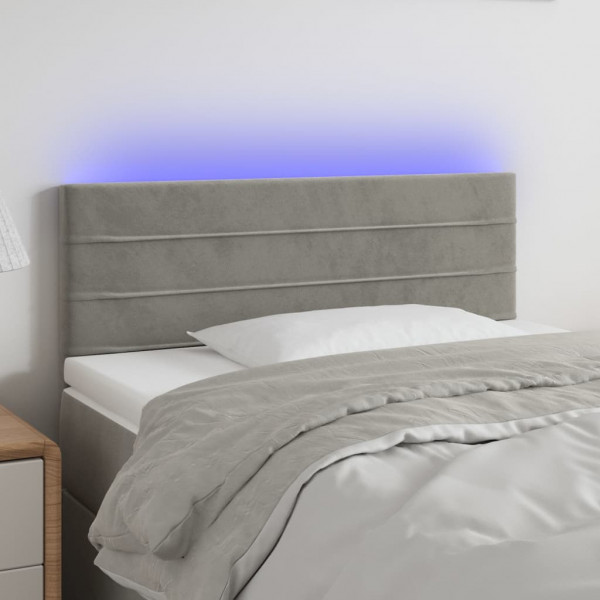 Cabecero con LED de terciopelo gris claro 80x5x78/88 cm D
