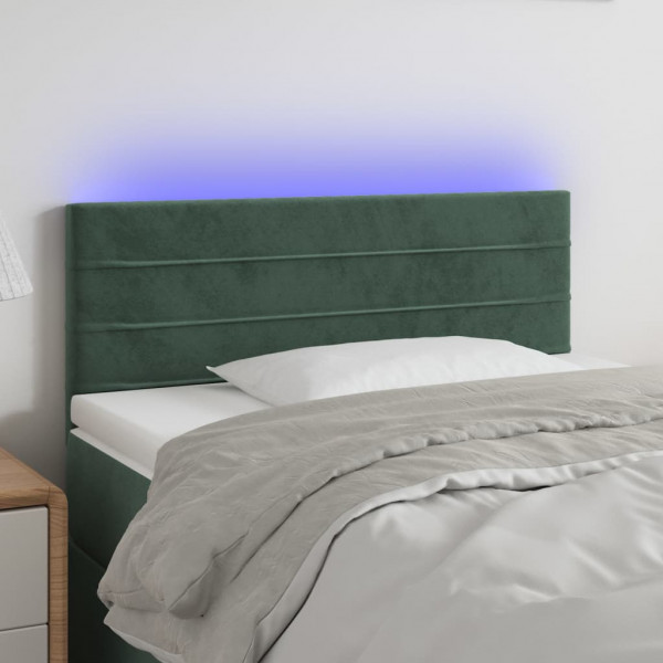 Cabecero con LED de terciopelo verde oscuro 90x5x78/88 cm D
