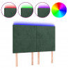 Cabeceira de cama c/ LED veludo 144x5x118/128 cm verde-escuro 2