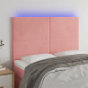 Cabecero con luces LED terciopelo rosa 144x5x118/128 cm 1