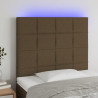 Cabecero con luces LED tela marrón oscuro 90x5x118/128 cm 1