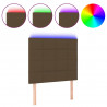 Cabeceira de cama c/ luzes LED tecido 90x5x118/128 cm castanho 2