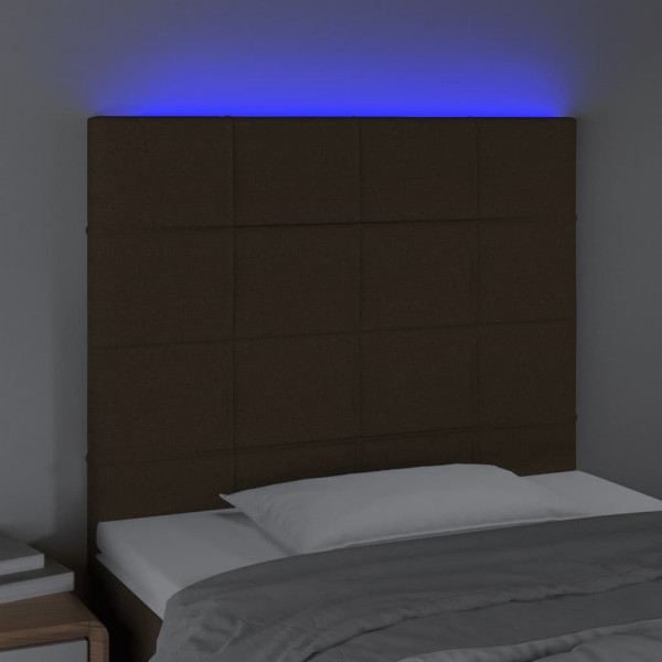 Cabecero con luces LED tela marrón oscuro 90x5x118/128 cm M 3