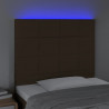 Cabecero con luces LED tela marrón oscuro 90x5x118/128 cm 3