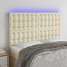 Cabecero con luces LED cuero sintético crema 144x5x118/128 cm 1