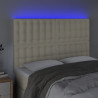 Cabeceira com luzes LED couro sintético creme 144x5x118/128 cm 3
