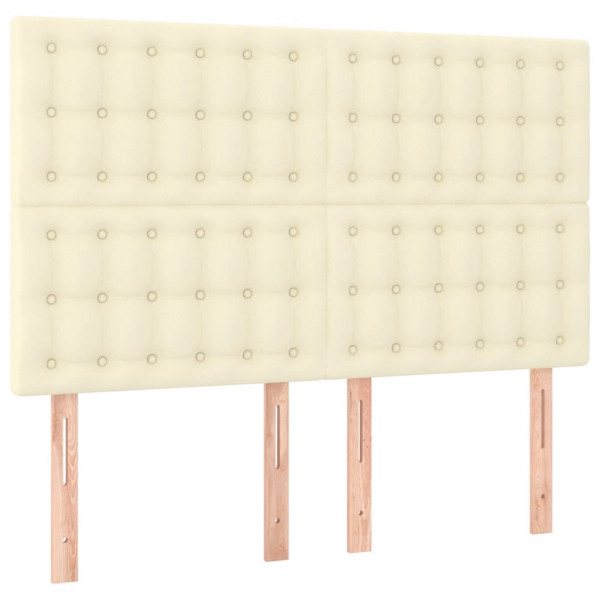 Cabecero con luces LED cuero sintético crema 144x5x118/128 cm M 4