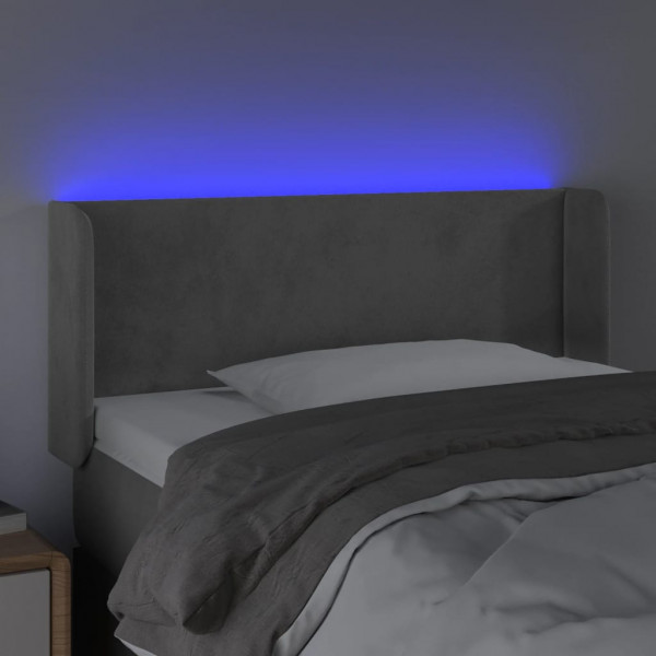 Cabeceira cama c/ luzes LED veludo 103x16x78/88 cm cinza-claro M 4
