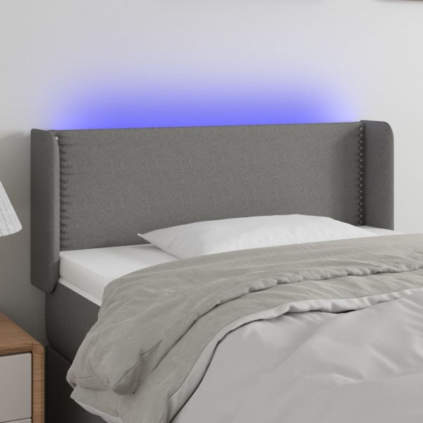 Cabecero con LED de tela gris oscuro 103x16x78/88 cm D